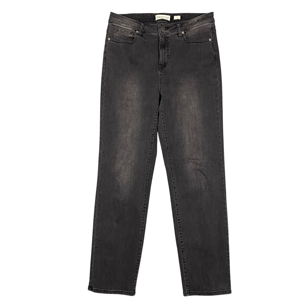 Coldwater Creek ShapeMe High Rise Straight Leg Jeans Washed Black Womens 8 18148